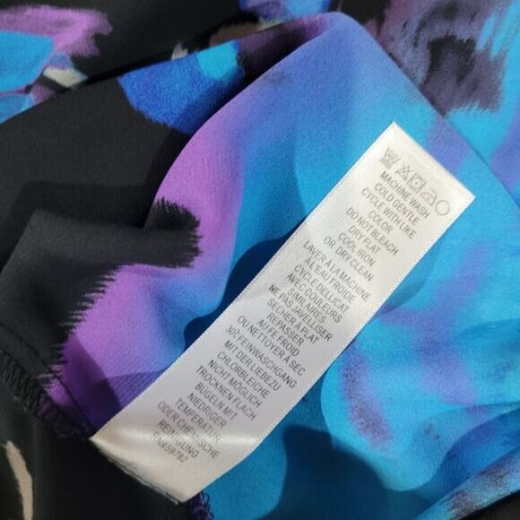 Adrianna Papell Vibrant Blue and Purple Floral Blouse - Size Medium - Picture 7 of 10